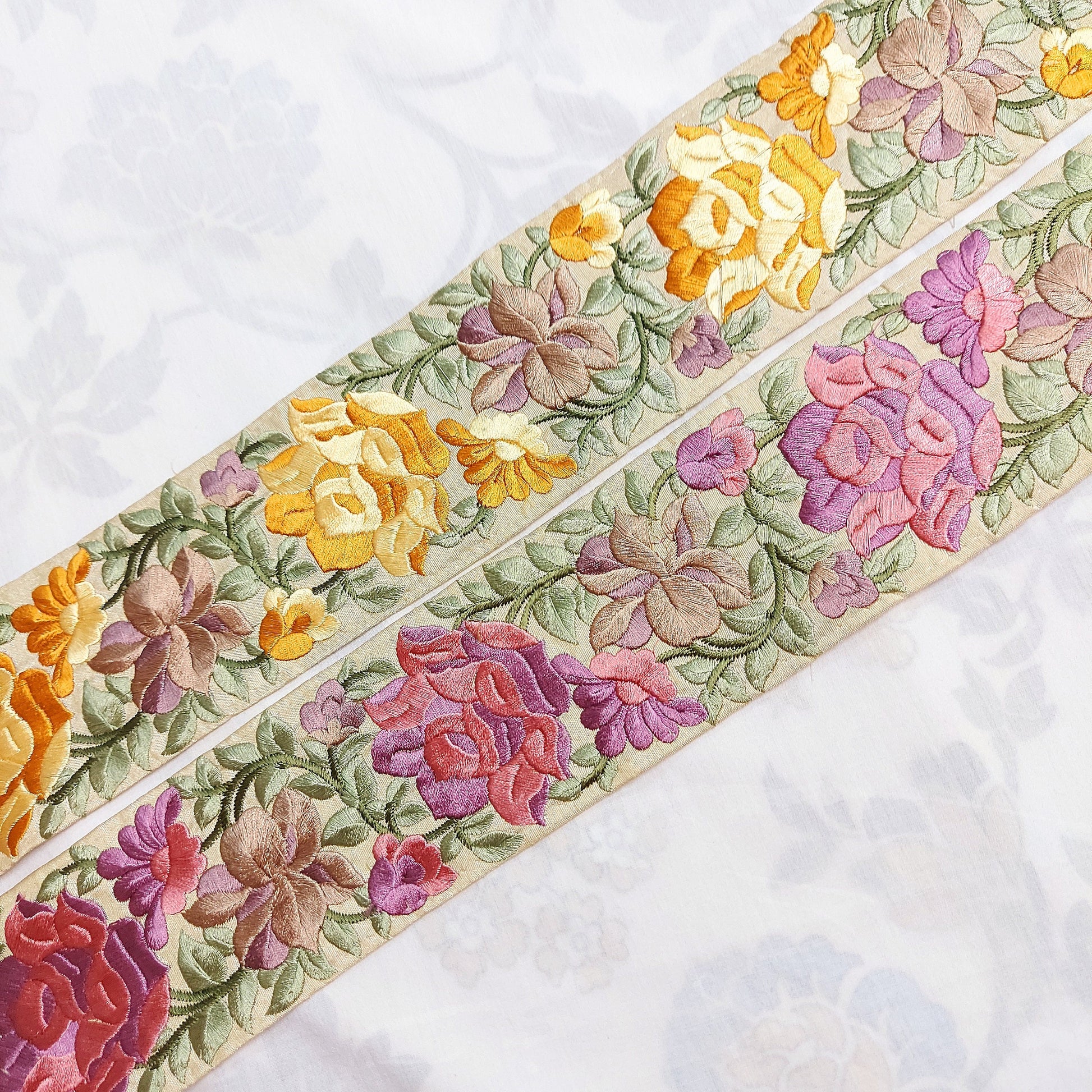 Use our exclusive embroidered ribbon and other emblishments for designing  bohemian bags